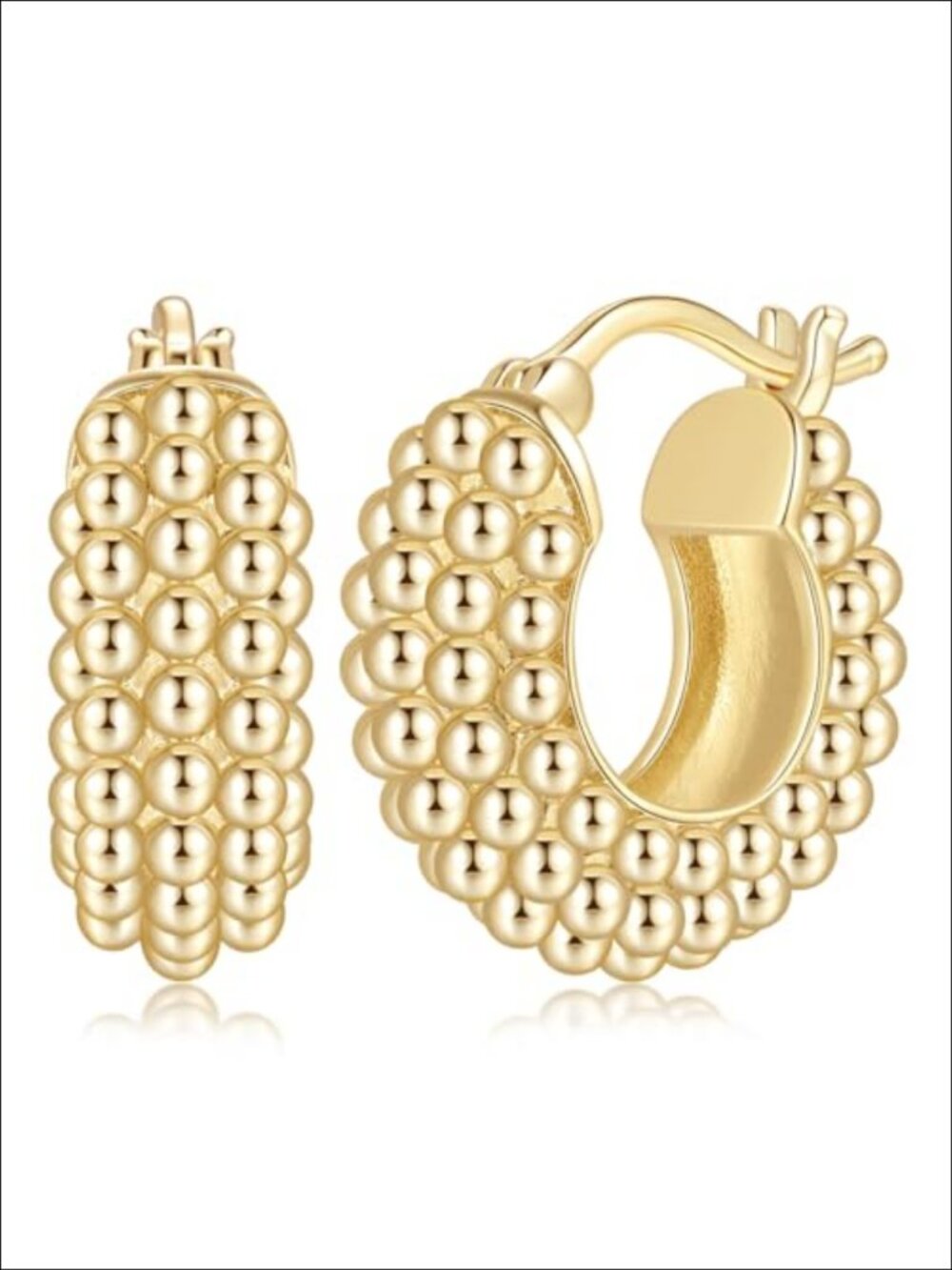 14K Gold Plated Hoop Earrings Women Latch Back 19mm Round
